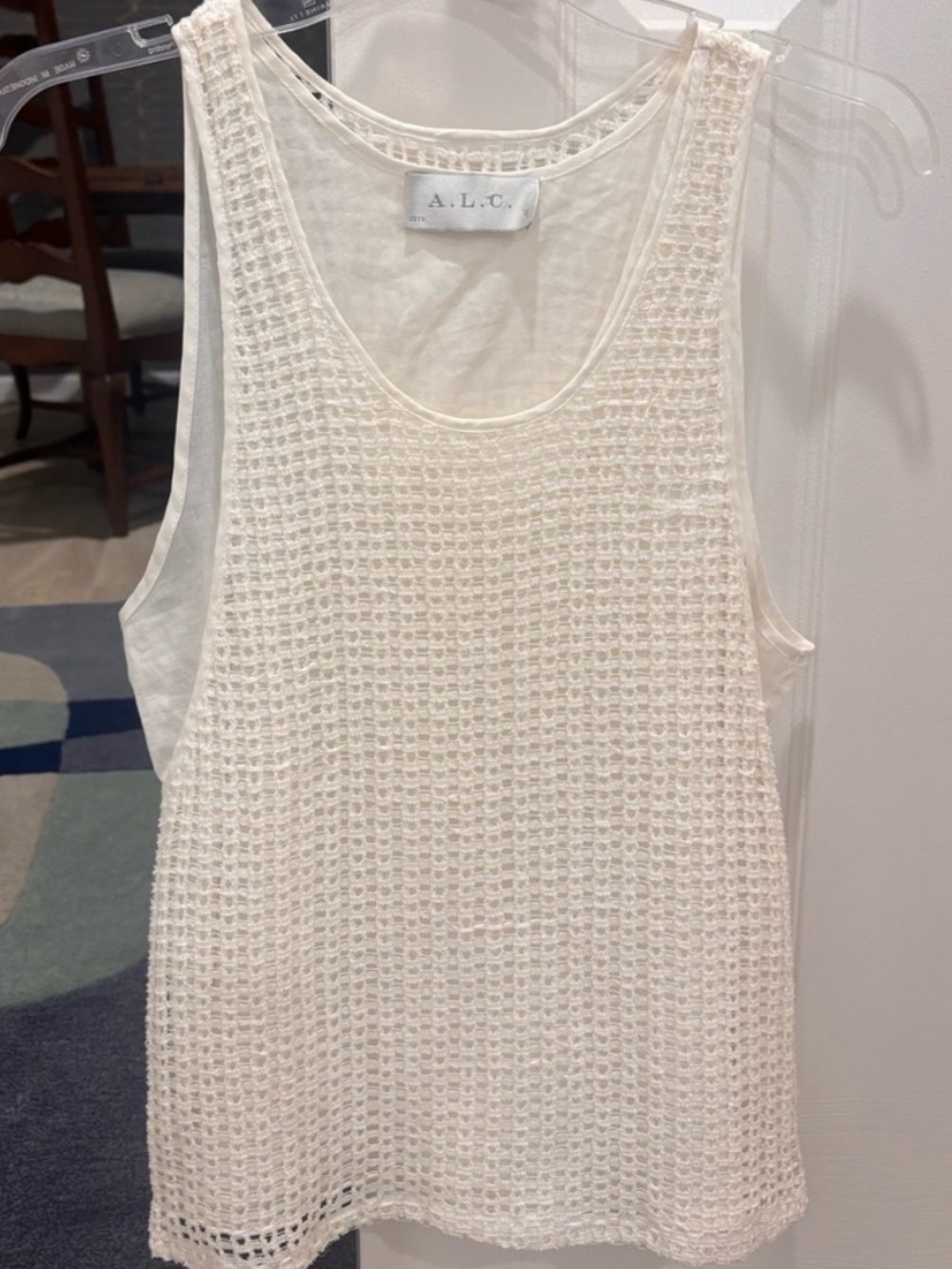 A.L.C. Cream Crochet Knit Tank